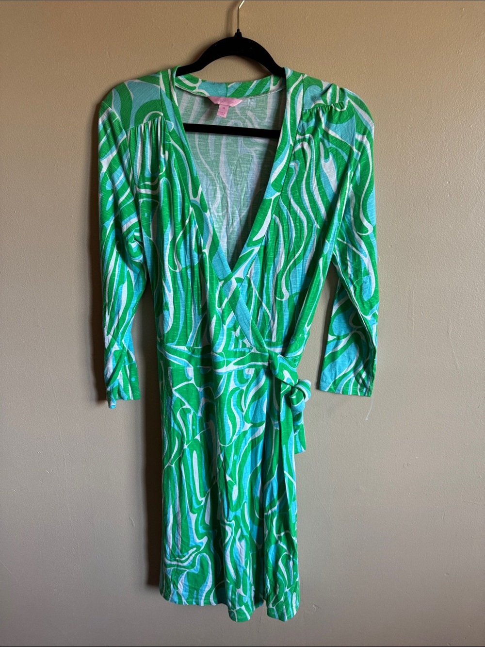 Lilly Pulitzer Green & Aqua Abstract Wrap Dress